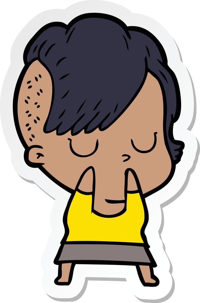 sticker of a cartoon woman vector