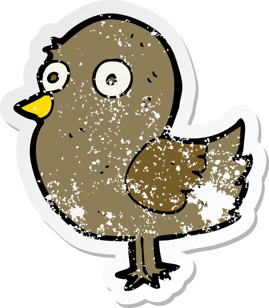 distressed sticker of a cartoon bird vector