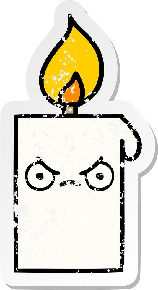 distressed sticker of a cute cartoon lit candle vector