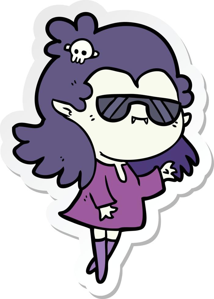 sticker of a cartoon cool vampire vector