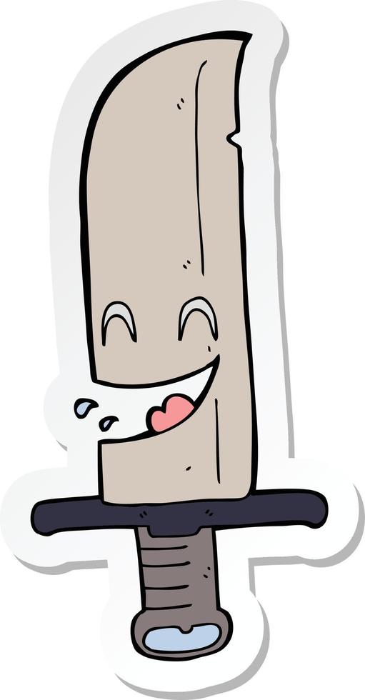 sticker of a cartoon laughing knife vector