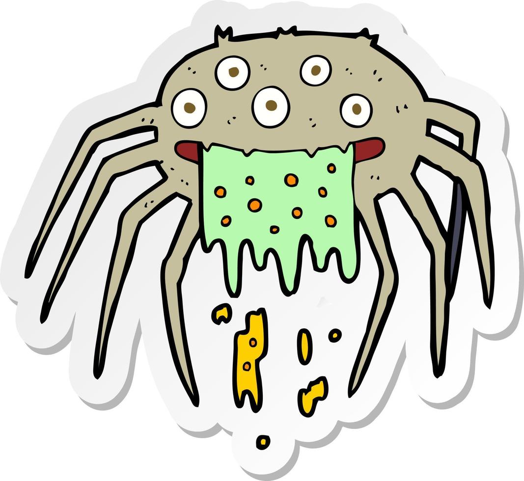 pegatina de una araña de halloween asquerosa de dibujos animados vector