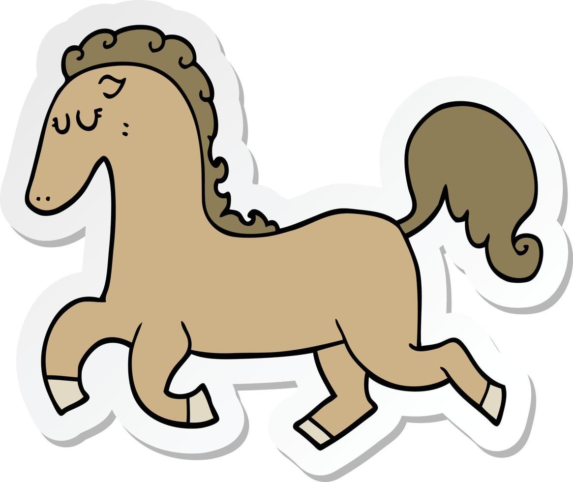 sticker of a cartoon horse running vector