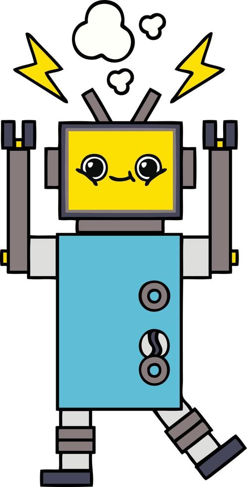 lindo robot de dibujos animados que funciona mal vector