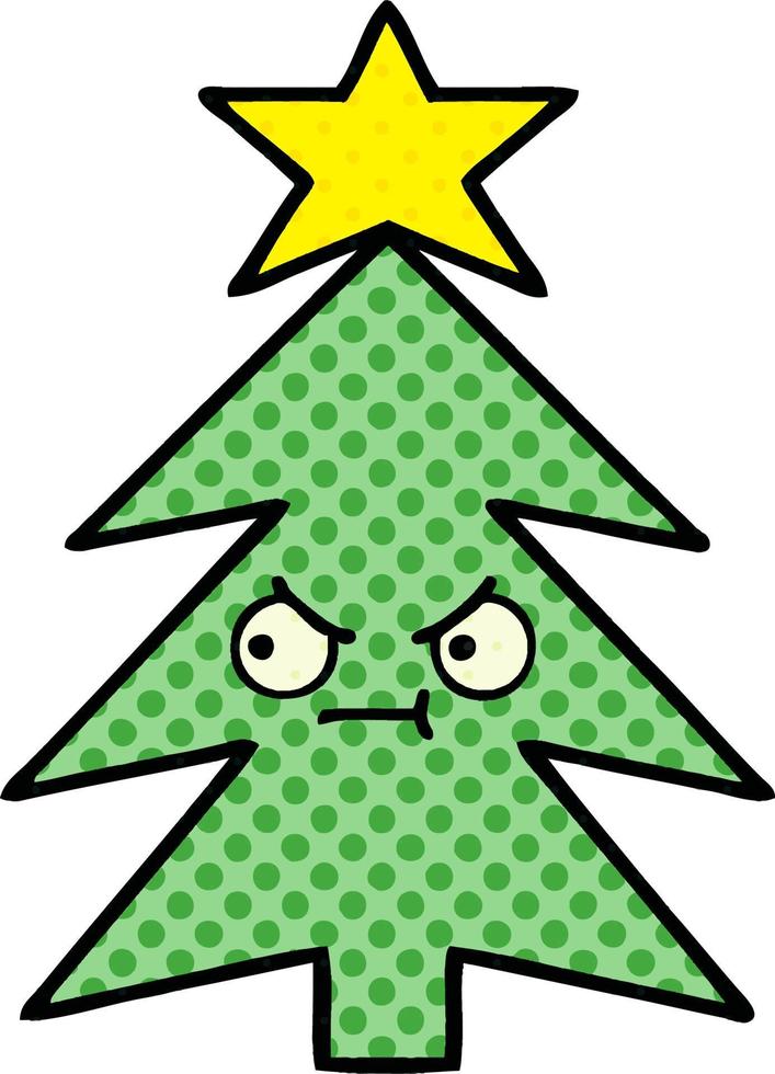 comic book style cartoon christmas tree vector
