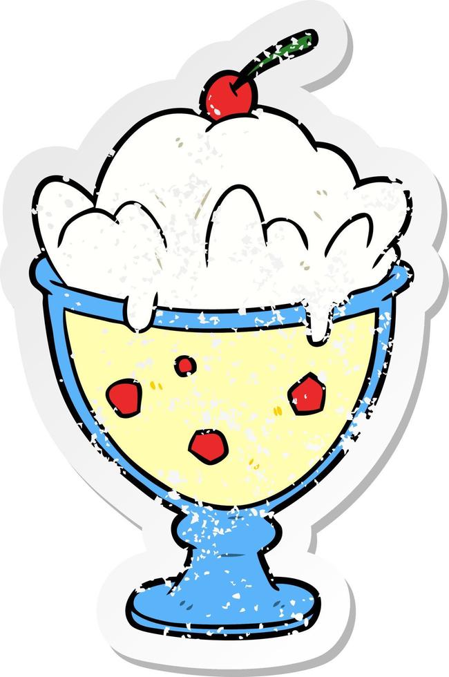 distressed sticker of a cartoon dessert vector