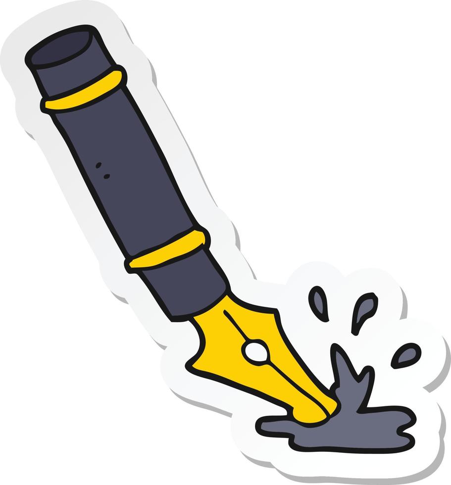 sticker of a cartoon fountain pen vector