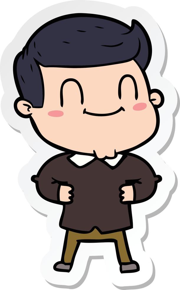 sticker of a cartoon friendly man vector