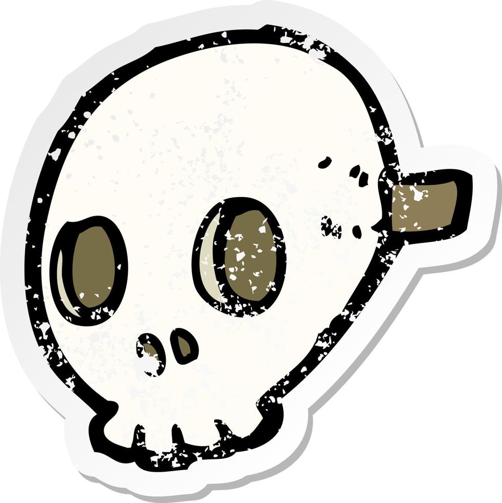 retro distressed sticker of a cartoon skull mask vector