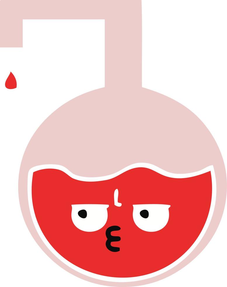 flat color retro cartoon science experiment vector