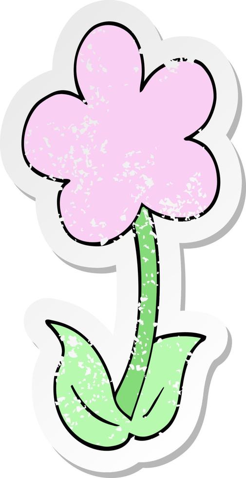 distressed sticker of a cute cartoon flower vector