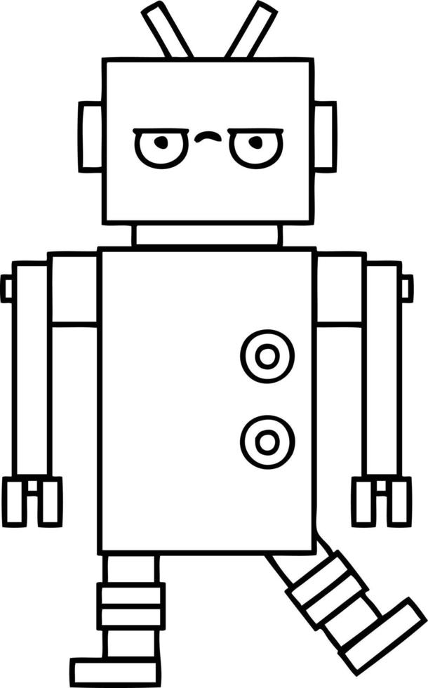 line drawing cartoon robot vector