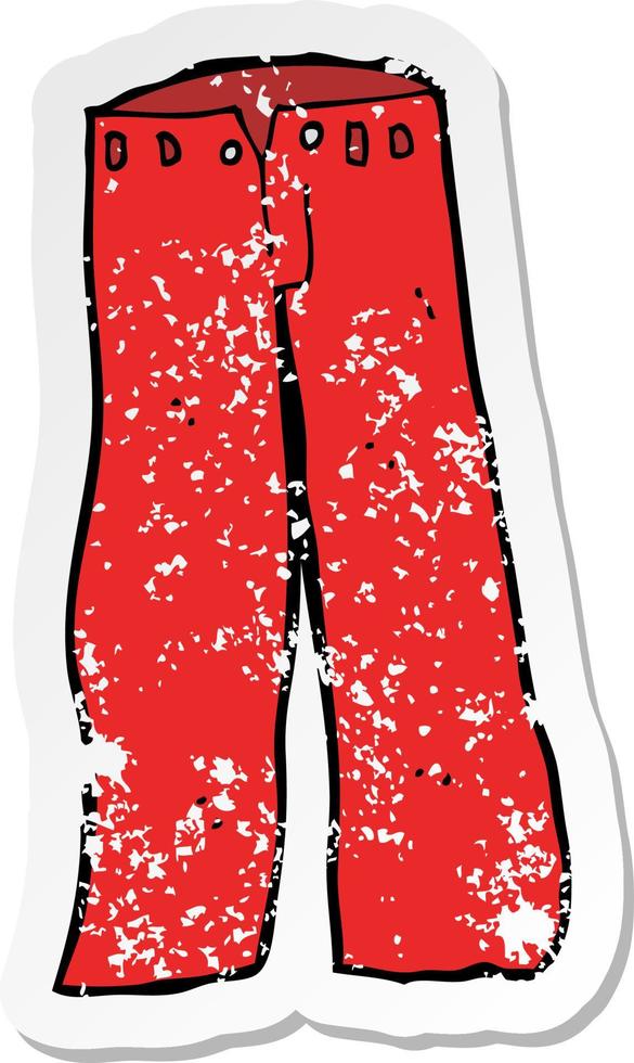 retro distressed sticker of a cartoon red pants vector