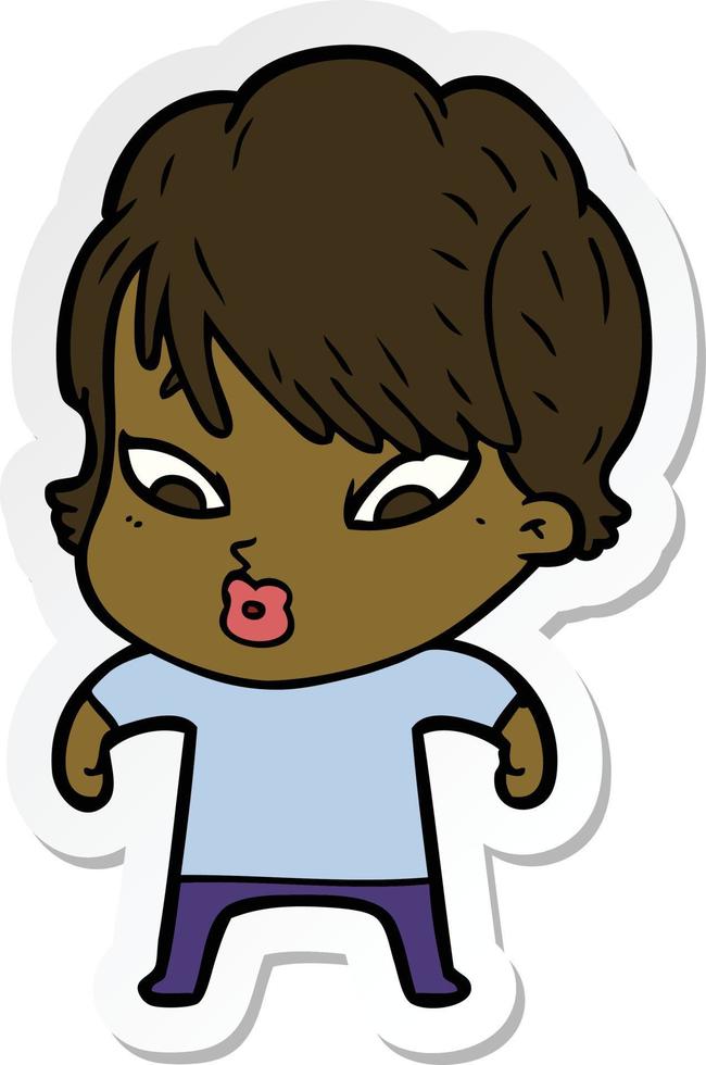 sticker of a cartoon woman vector