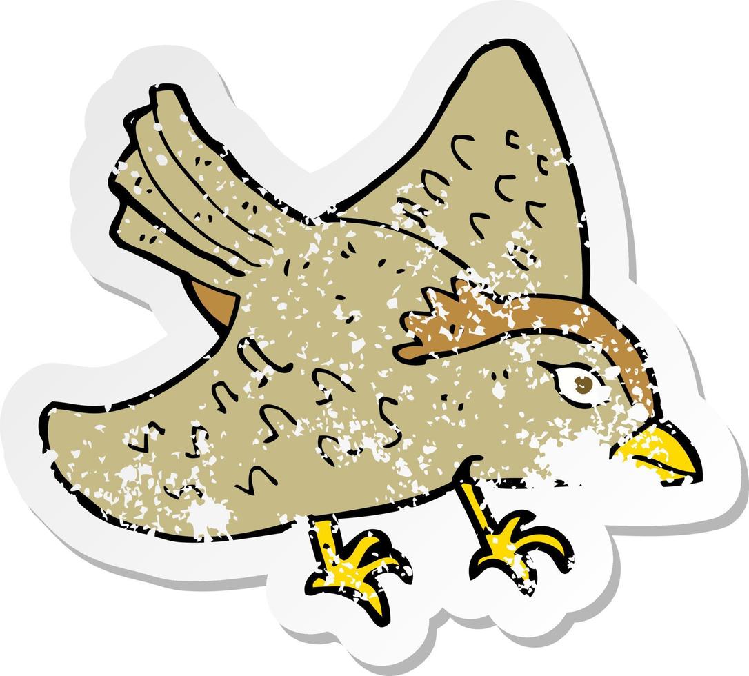 pegatina retro angustiada de un pájaro de jardín de dibujos animados vector