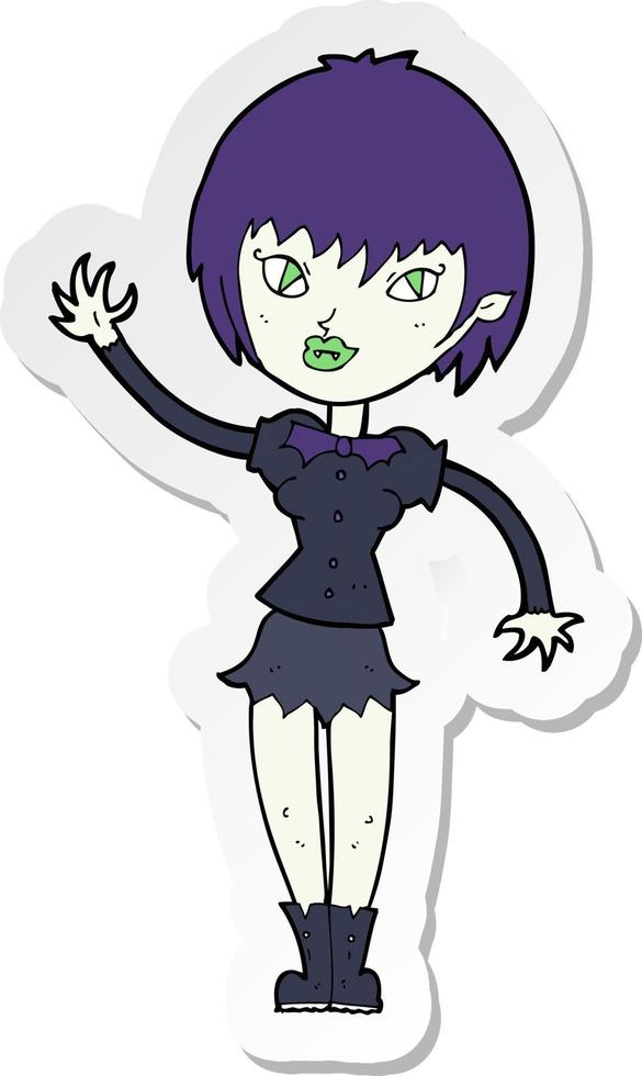 sticker of a cartoon vampire girl vector