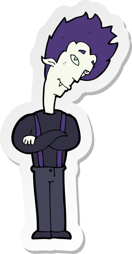 sticker of a cartoon vampire vector