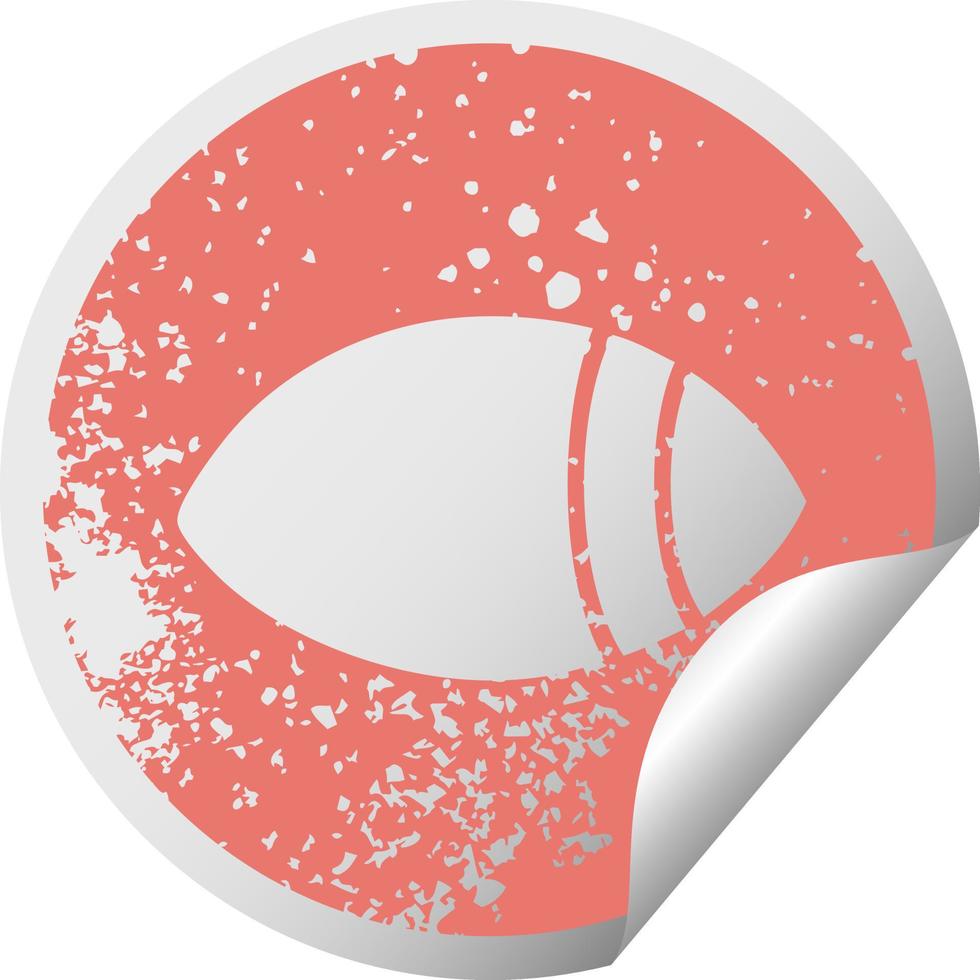 distressed circular peeling sticker symbol eye looking to one side vector