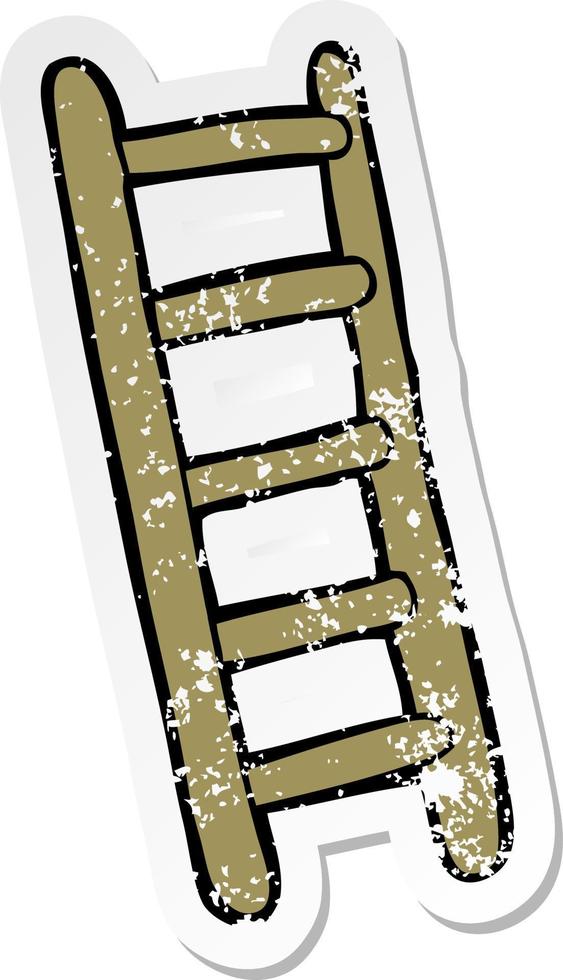 distressed sticker of a cartoon ladder vector