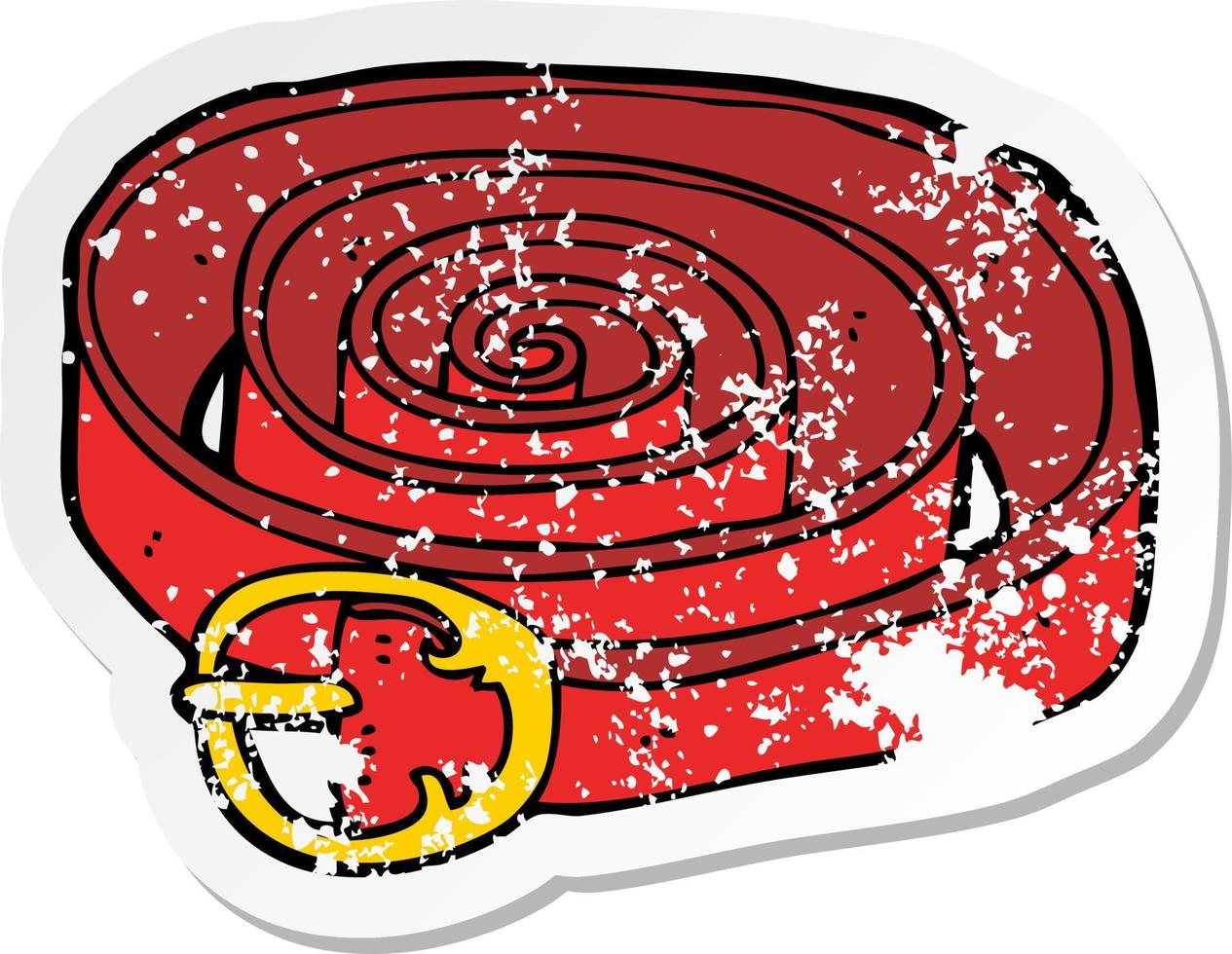 retro distressed sticker of a cartoon belt vector