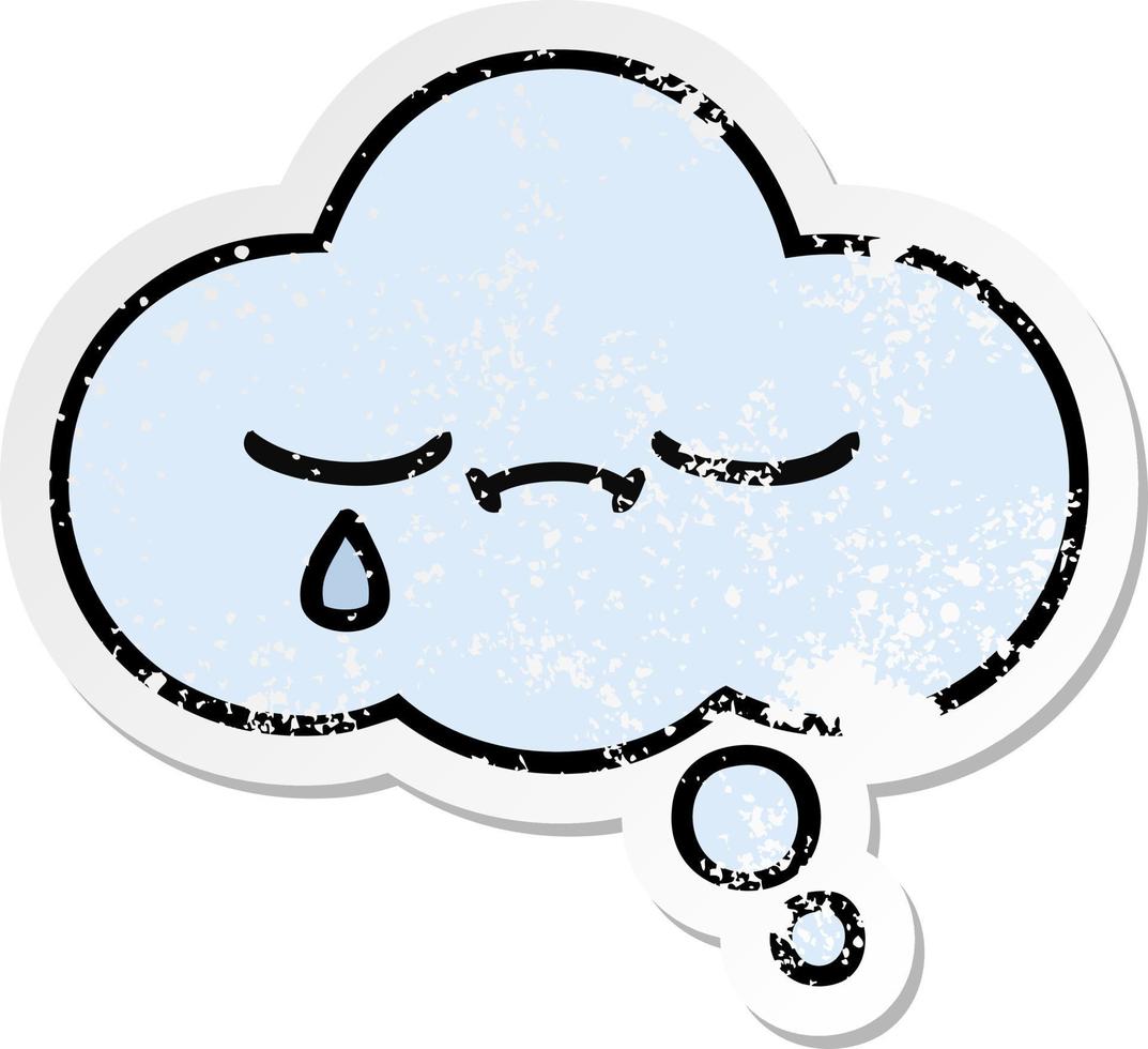 distressed sticker of a cute cartoon thought bubble vector