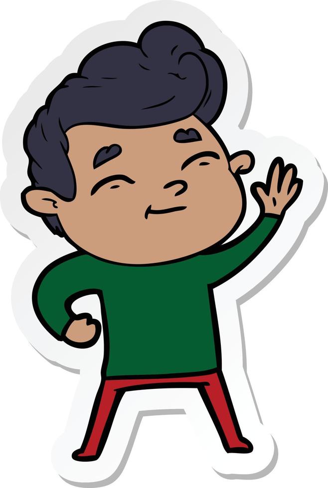 sticker of a happy cartoon man vector