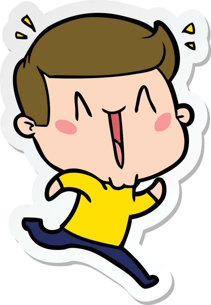 sticker of a cartoon excited man vector