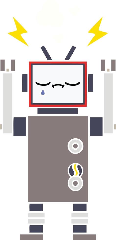 robot de dibujos animados retro de color plano vector