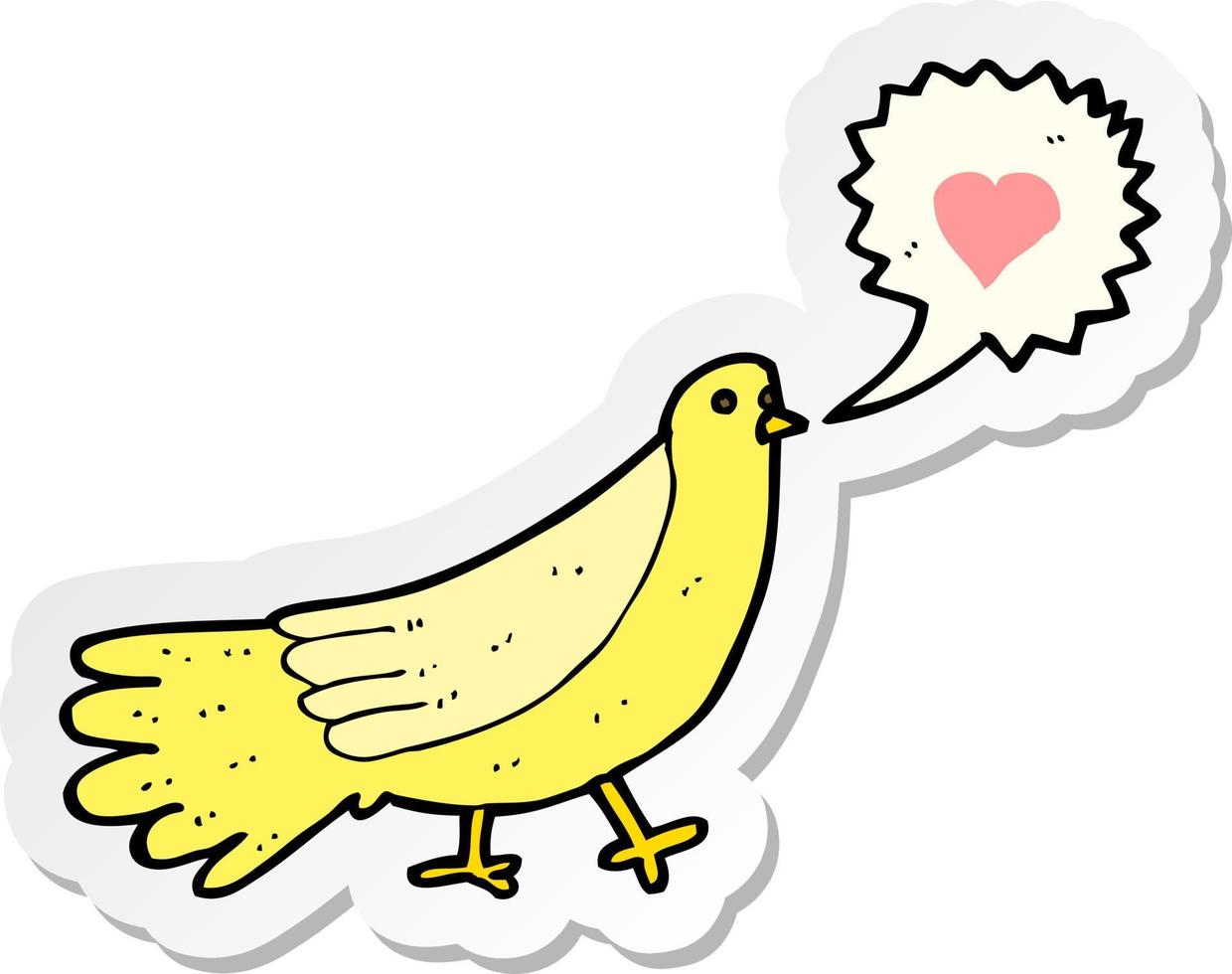 sticker of a cartoon love bird vector