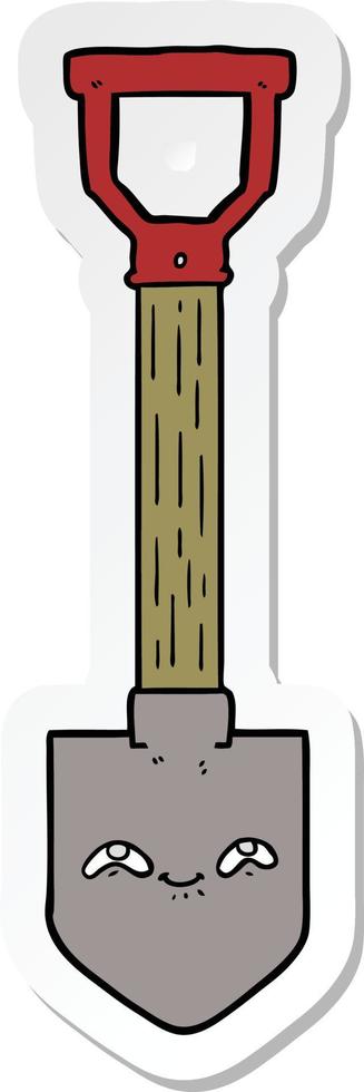 sticker of a cartoon shovel vector