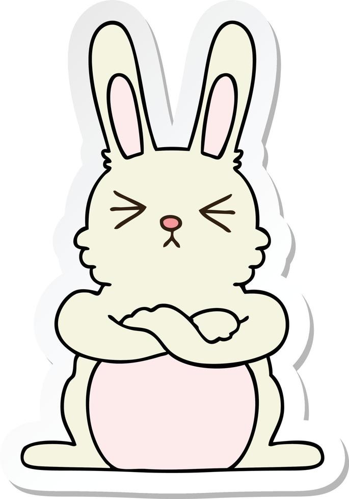 sticker of a quirky hand drawn cartoon rabbit vector