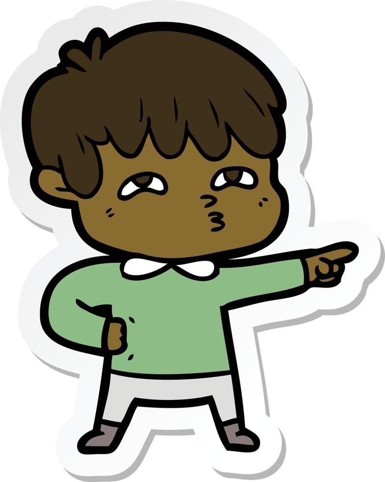sticker of a cartoon man confused vector