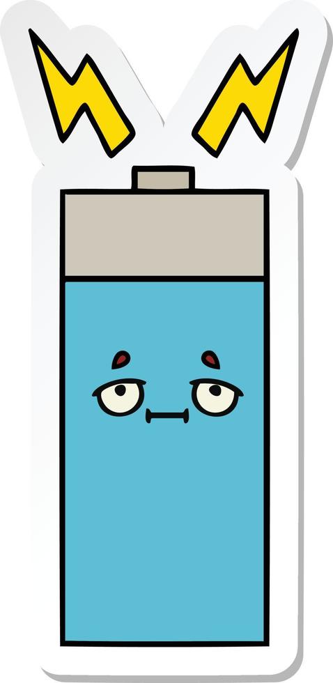 sticker of a cute cartoon battery vector
