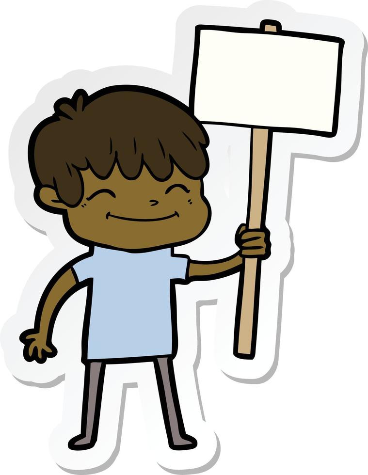 sticker of a cartoon happy boy vector