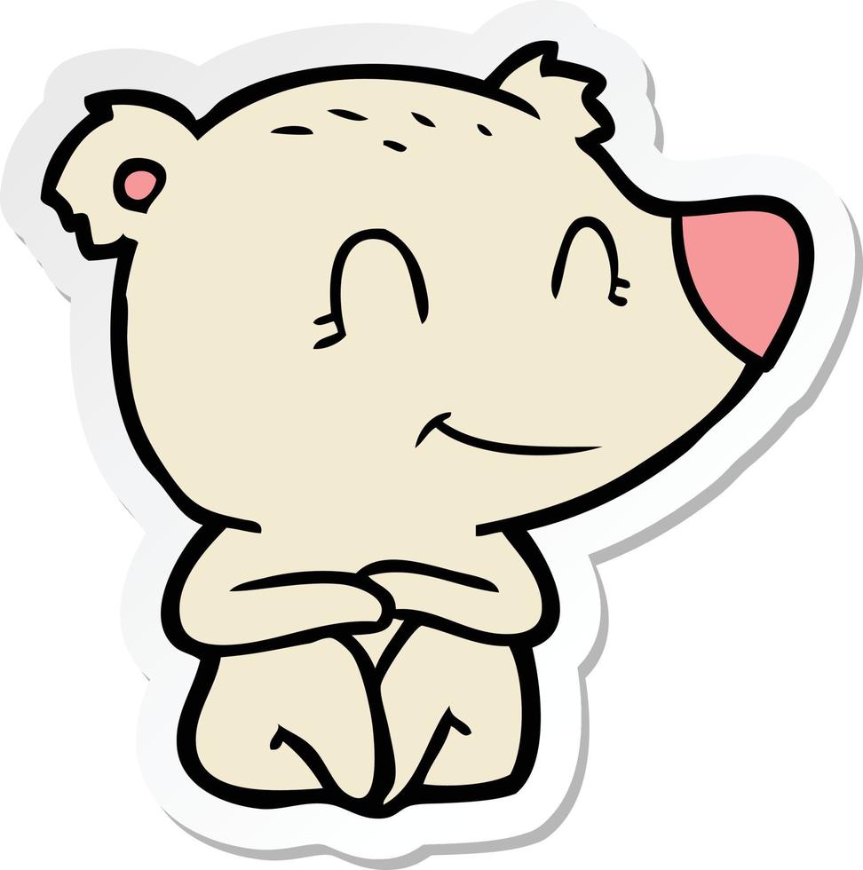 pegatina de una caricatura de oso polar sonriente vector