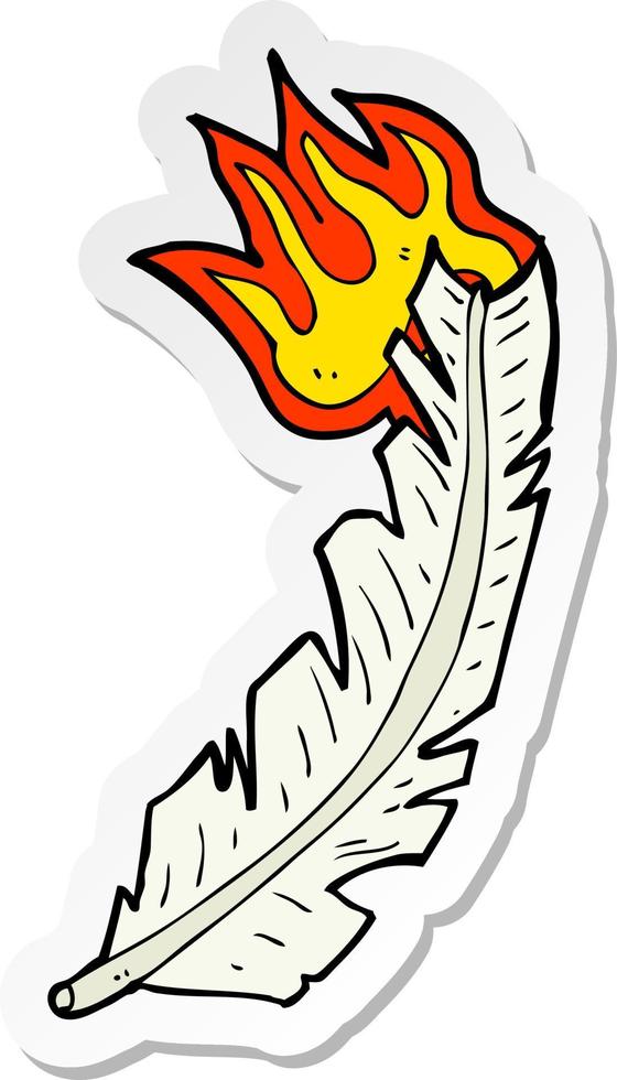 sticker of a cartoon burning feather vector