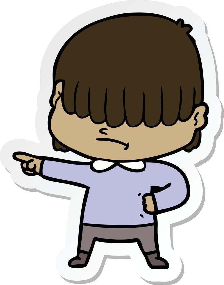 sticker of a cartoon boy with untidy hair vector