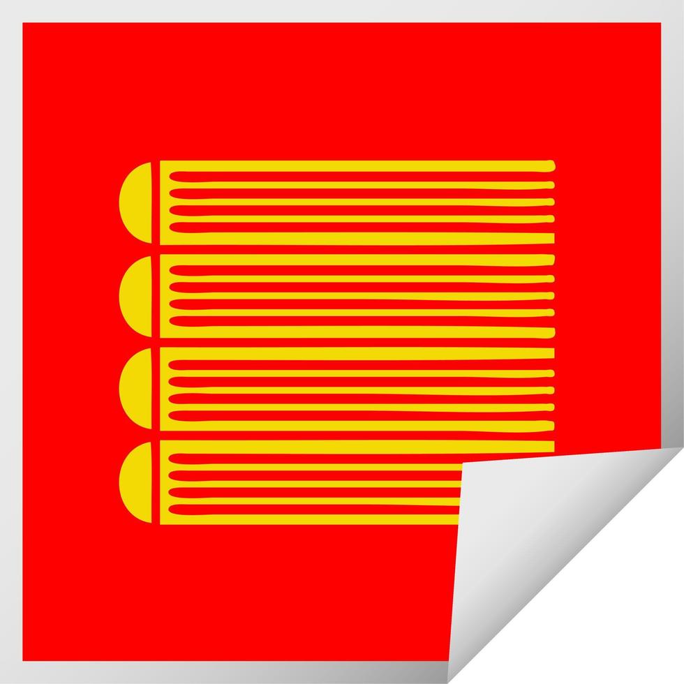 square peeling sticker cartoon stack of books vector