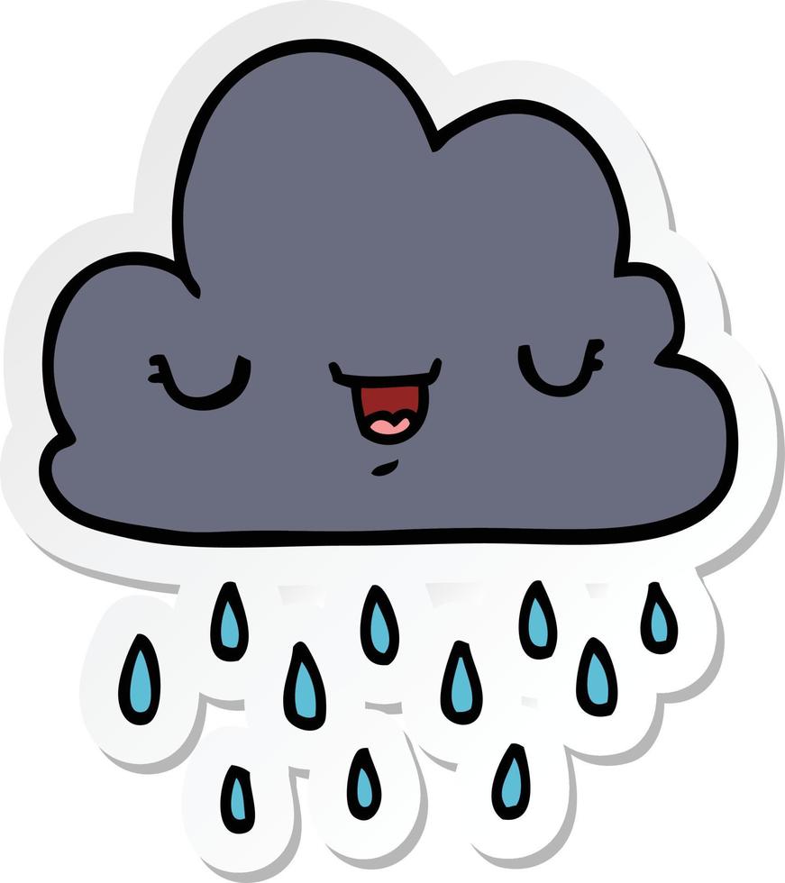 sticker of a cartoon storm cloud vector