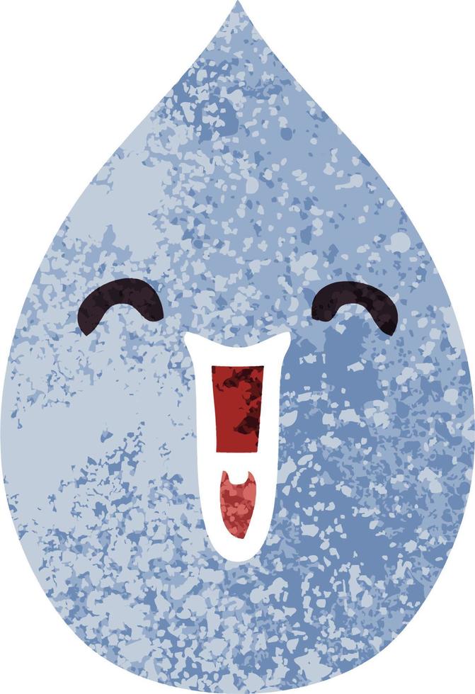 quirky retro illustration style cartoon emotional rain drop vector
