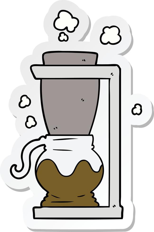 sticker of a cartoon filter coffee machine vector