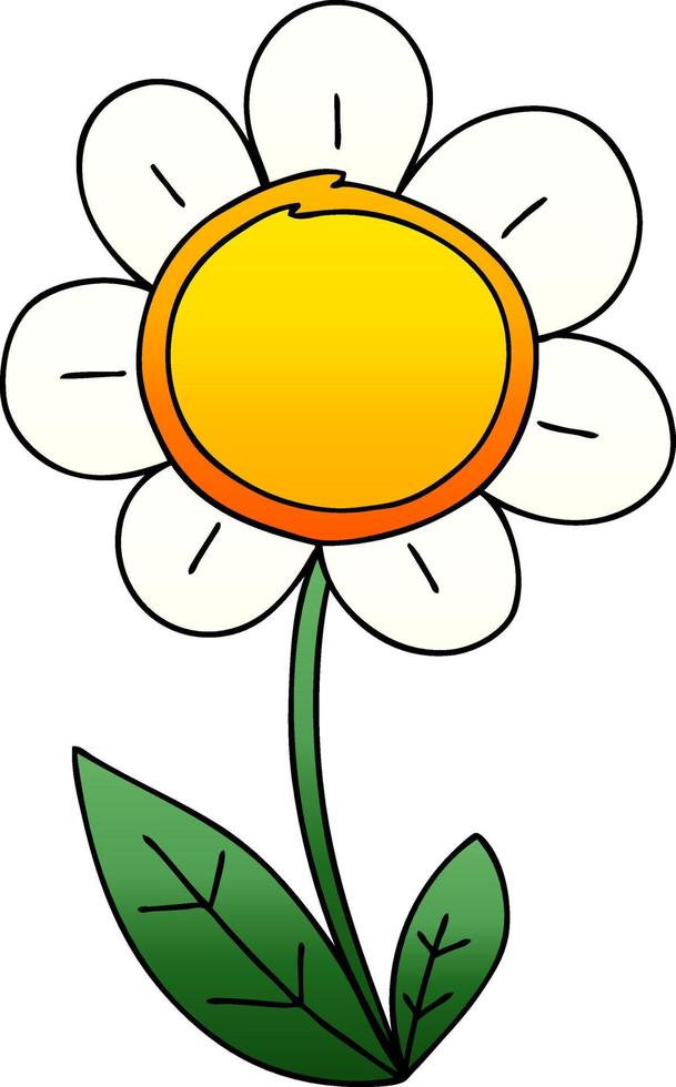 quirky gradient shaded cartoon daisy vector