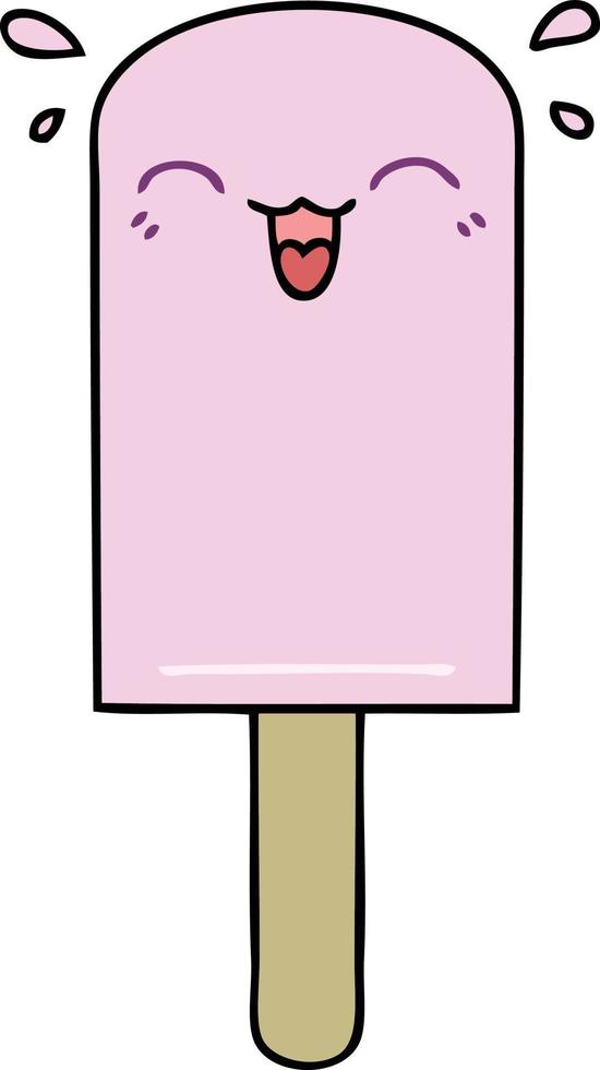 quirky hand drawn cartoon ice lolly vector