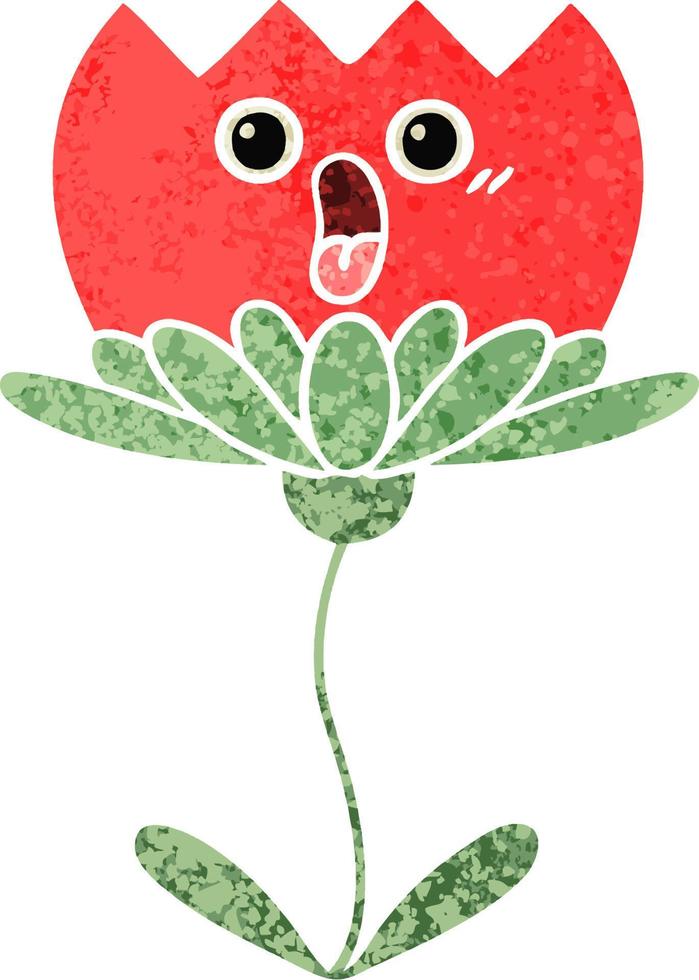 flor de dibujos animados de estilo de ilustración retro vector