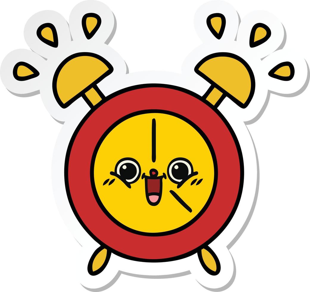 sticker of a cute cartoon alarm clock vector