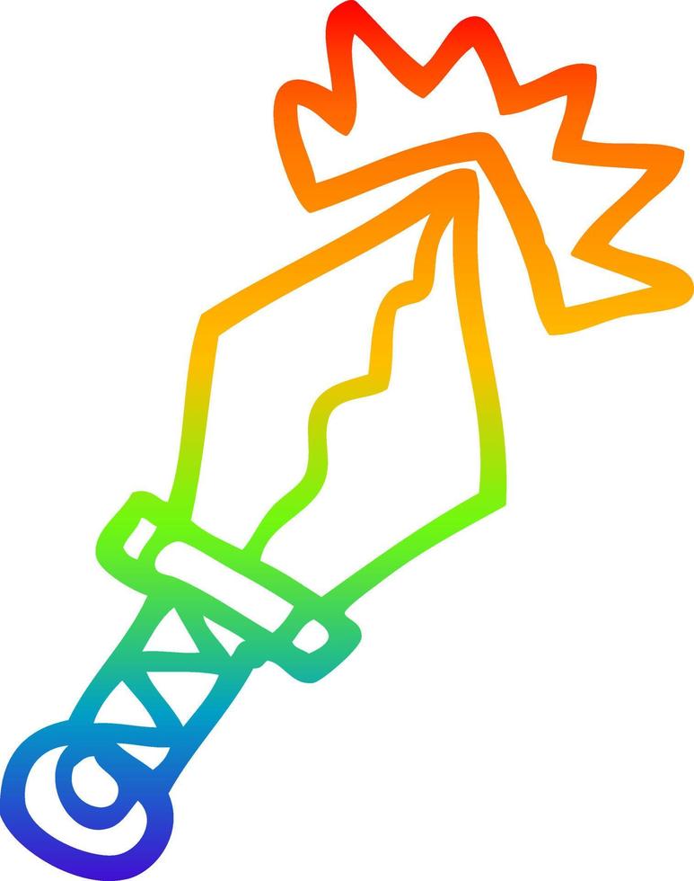 rainbow gradient line drawing cartoon sharp dagger vector