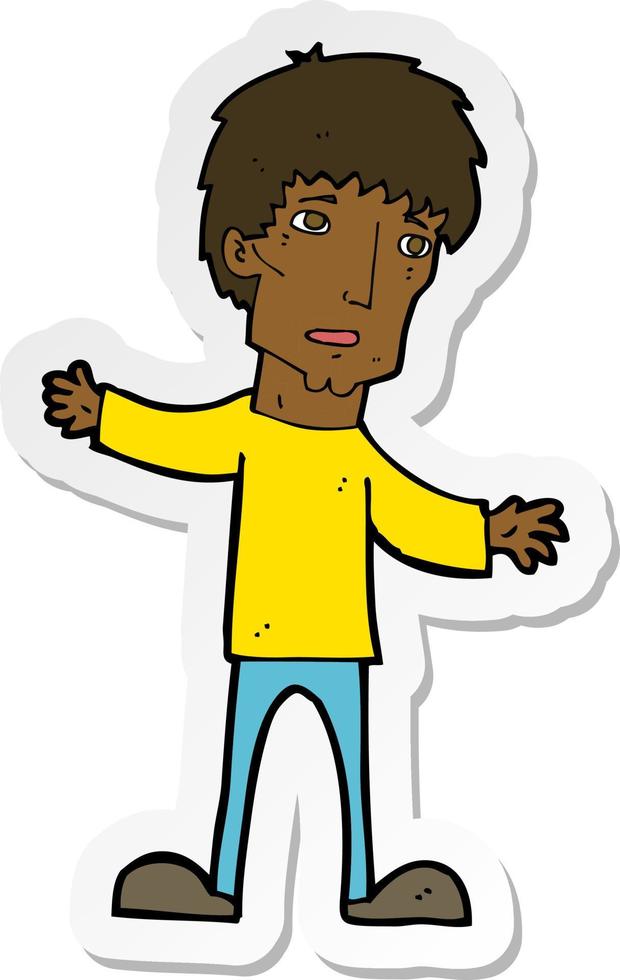 sticker of a cartoon worried man vector