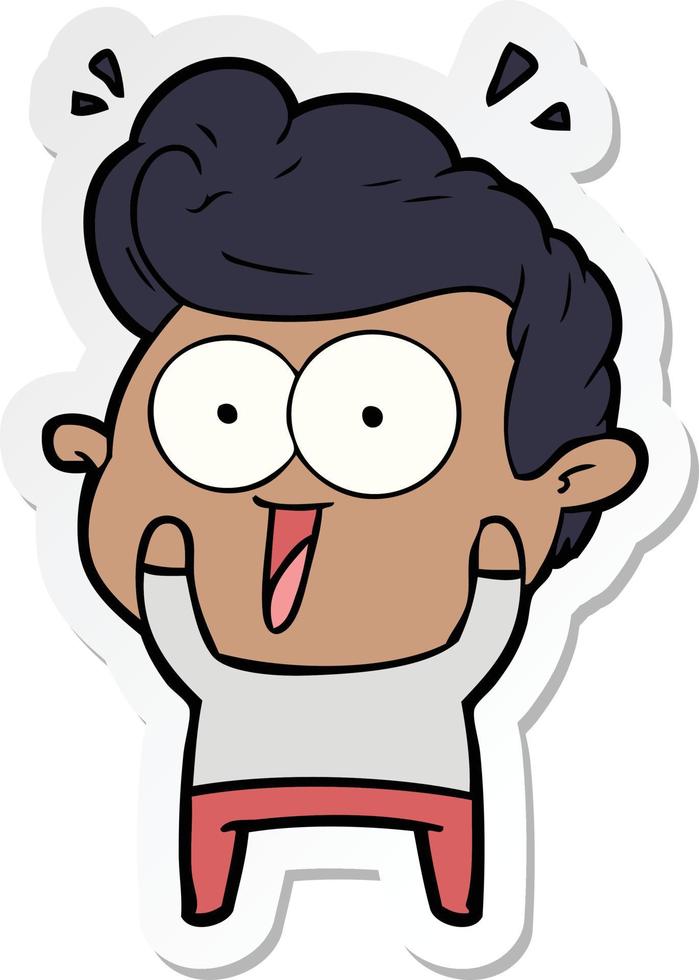 sticker of a cartoon excited man vector