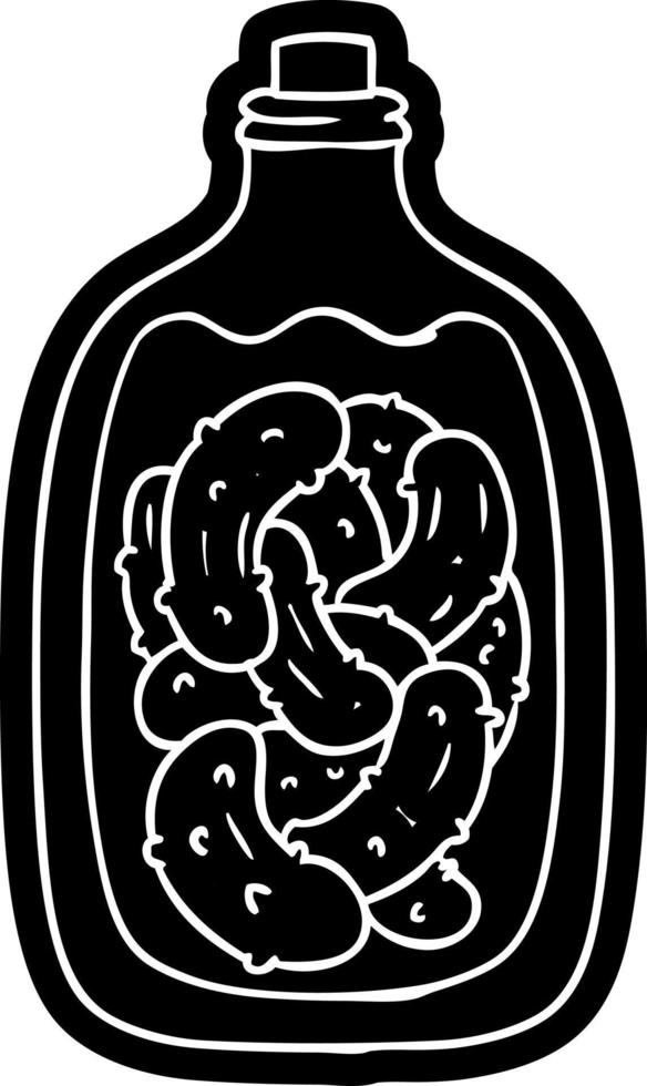 cartoon icon drawing jar of pickled gherkins vector