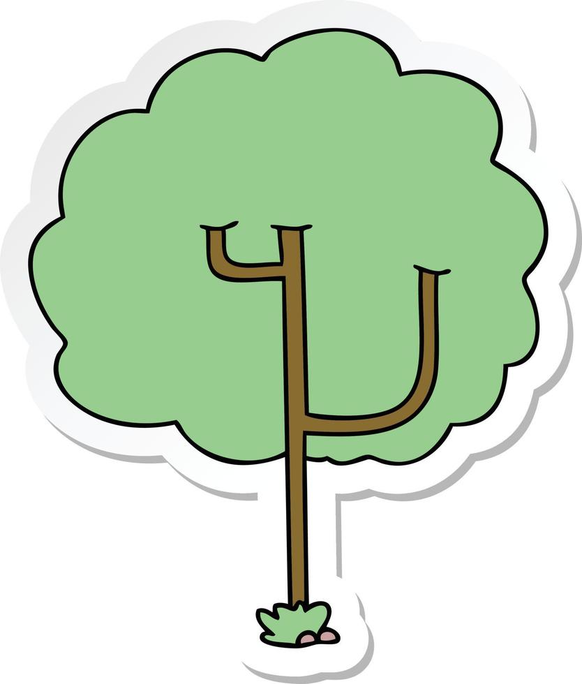 sticker of a quirky hand drawn cartoon tree vector